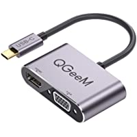 Adaptador USB C a HDMI VGA- QGeeM USB tipo C (Thunderbolt 3) a VGA HDMI 4K adaptador convertidor compatible con MacBook…